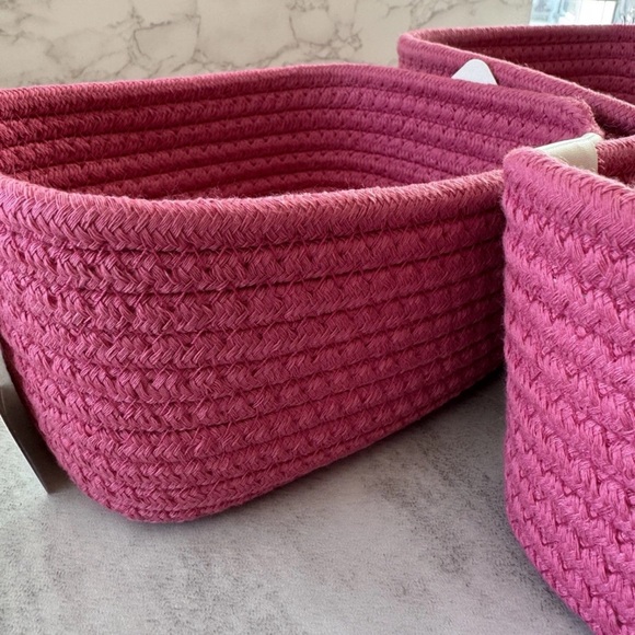 Set of 3 Brand New Pink Brightroom Coiled Rope Baskets | Storage Organizers - Picture 4 of 4